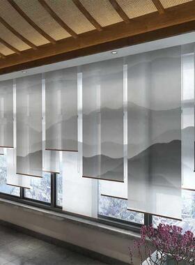 现代中卷帘玄关挂F96JMMM9式屏帘风软断落隔地窗子酒式店餐厅软装