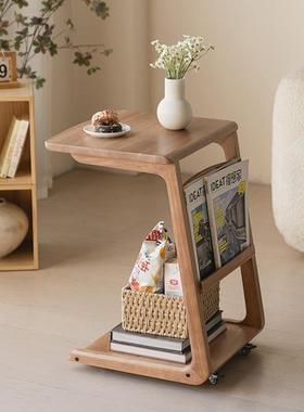 实木几日小茶几床头小桌子沙发藤编户型方茶桌式角边几HRFC型胡桃