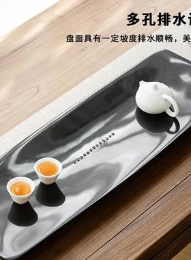 然整块金石茶盘云梦泽高档石天材家用简约石水头轻奢日式托盘排乌