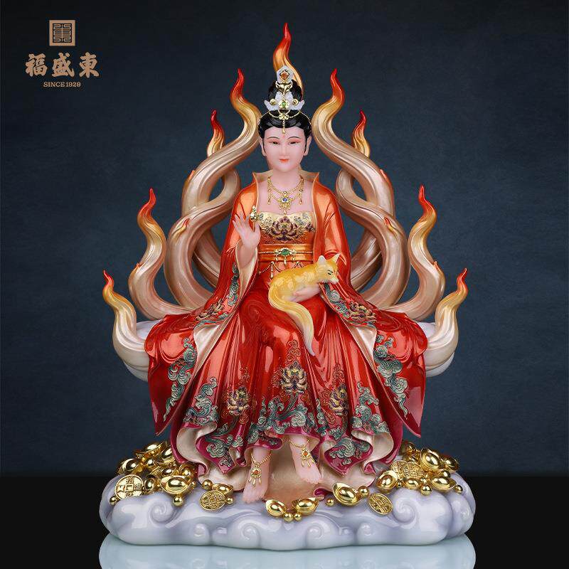 九尾狐娘娘神像九尾娘娘真身九姑娘神像九尾白狐像供奉仿汉白玉