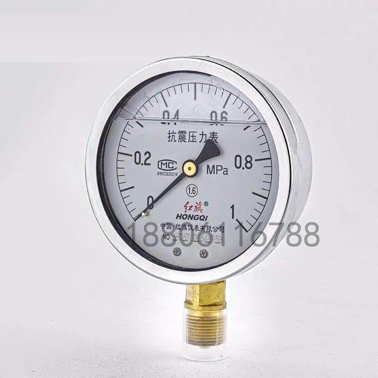 厂家直销 红旗仪表 耐震防震抗震压力表YTN-100 0-1MPa充油压力表
