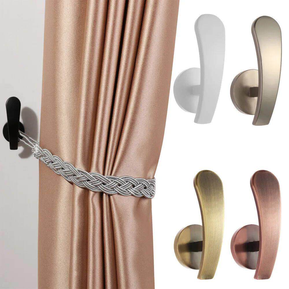 2PCS Wall Mounted Metal Curtain Hooks Window Curtain Holdbac