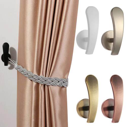 2PCS Wall Mounted Metal Curtain Hooks Window Curtain Holdbac