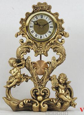 使WIU欧摆式件艺座钟桌面台钟客厅奢工华天摆钟书房招财卧室复古