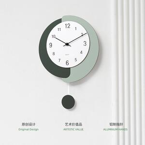 wozoom屋准免打孔北欧挂钟家用客厅时钟表简约壁挂式石英钟静音
