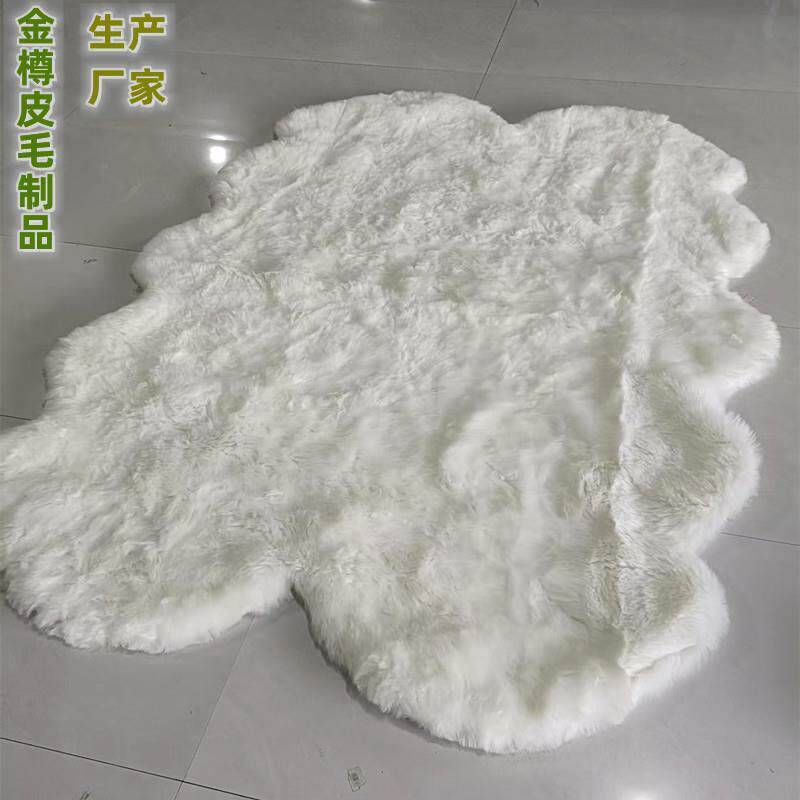 长毛绒白色地毯仿羊毛卧室床边毯直播间拍照地垫服装店橱窗装饰毯