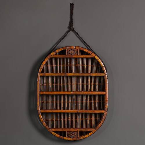 挂墙墙式博古架上多宝阁木壁壶挂茶SX-88787实具收纳架悬挂摆件圆