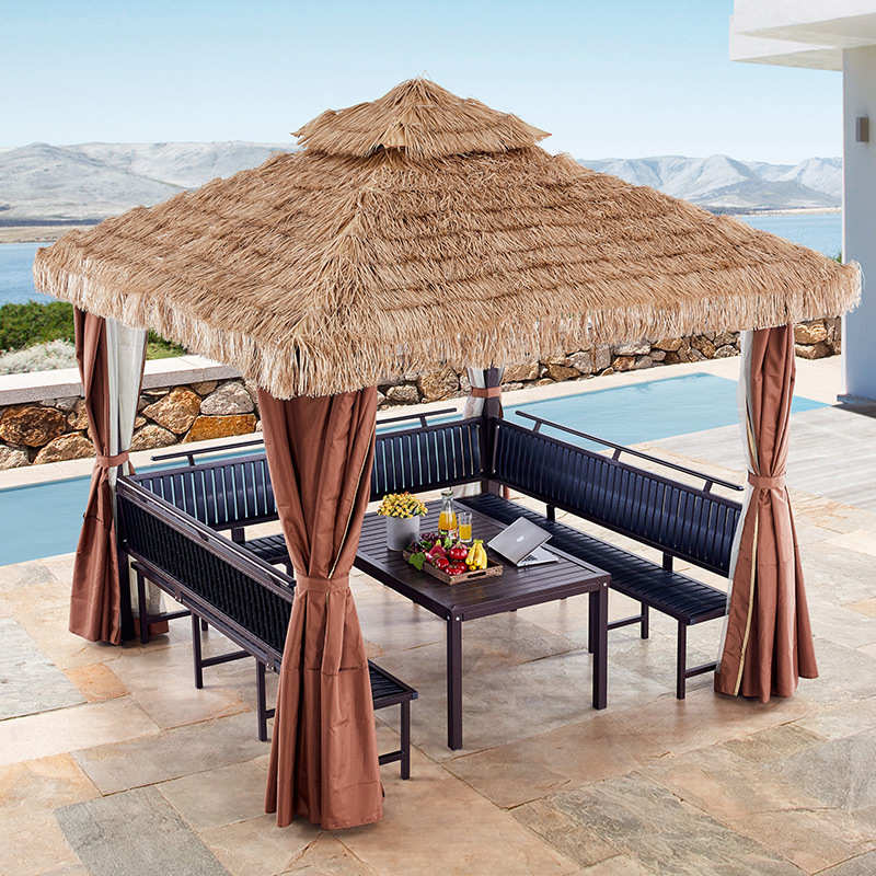 户外凉亭庭院遮阳棚农家乐民宿网红帐篷毛草亭子景区稻草茅草房