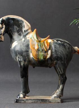 正品仿陶家瓷马件唐三彩六骏马全套居工艺礼品装饰艺摆术古品马到