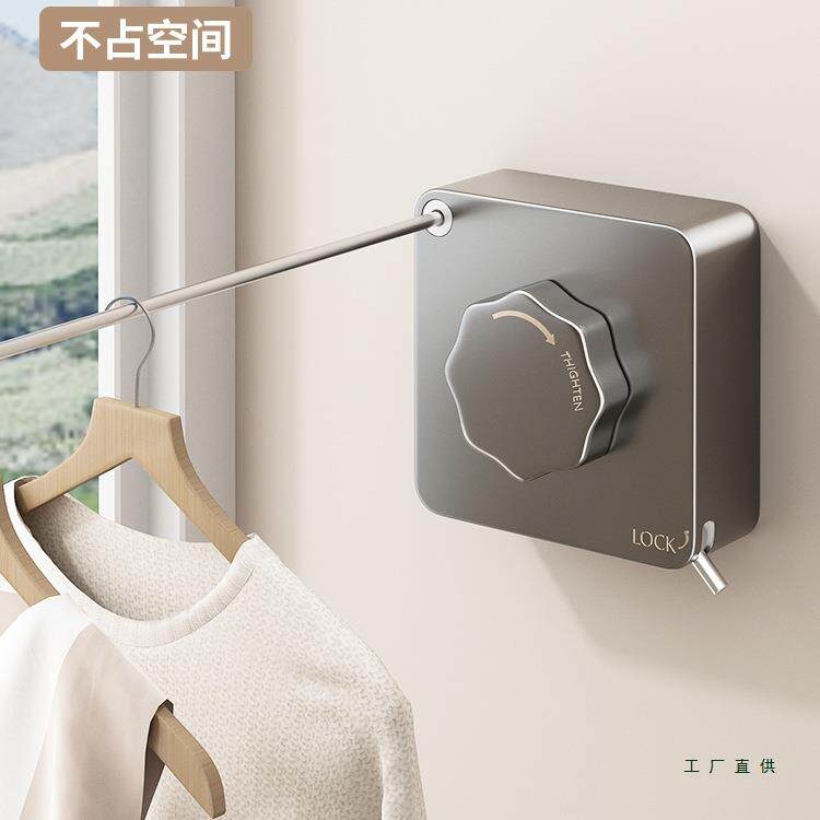 隐形晾衣绳阳台晒被子神器免打孔室内卫生间伸缩晾衣架不锈钢绳子