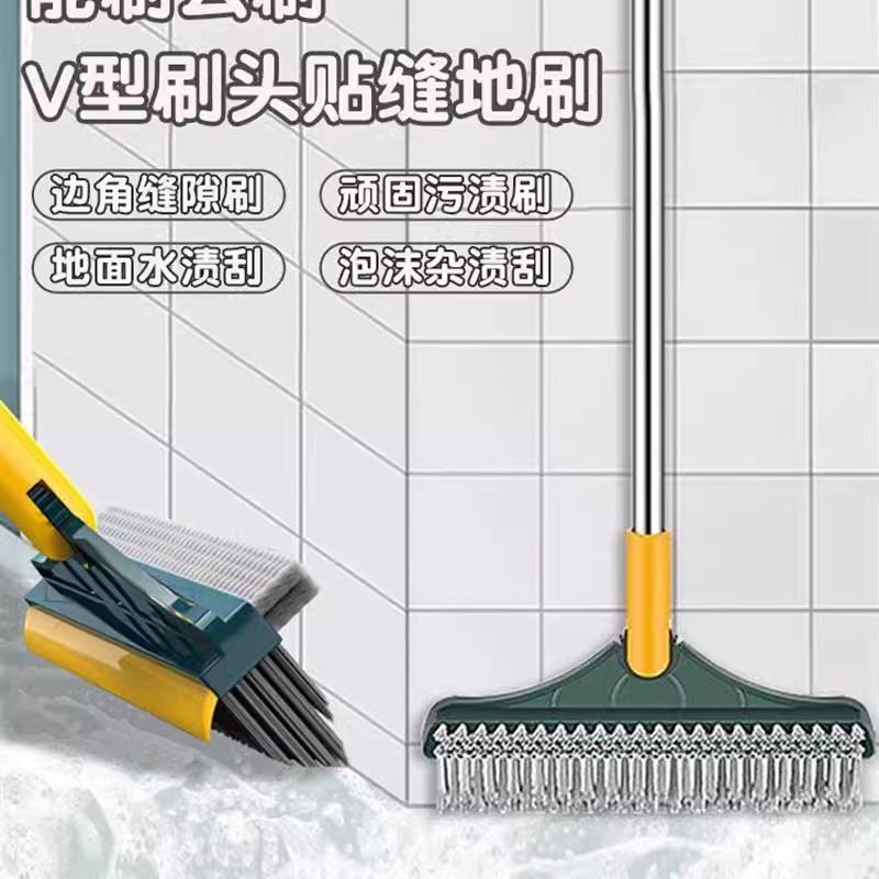 地板刷硬毛刷子扫把不锈钢化妆室厕所地缝刷硬毛长柄两用地板刷