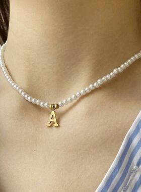 Stainless steel letters initial pendant necklace diy name Si