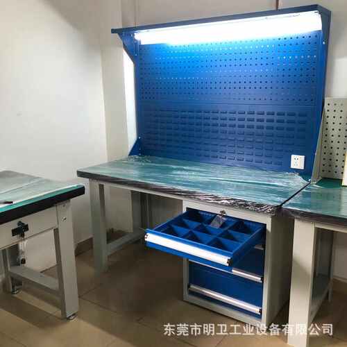 厂家供应车间重型维修装配检验工作台 带抽屉带灯架钳工工作台