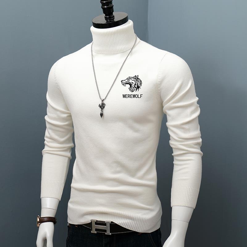 秋冬毛衣男士新款上衣高领季印花修身长袖打底针织衫套头翻0926c