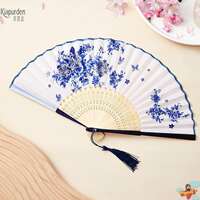 Solid-color folding fan, men's bamboo fan, cool practice fan. The body fan is a bold and imposing folding fan with a bamboo frame thumbnail 3