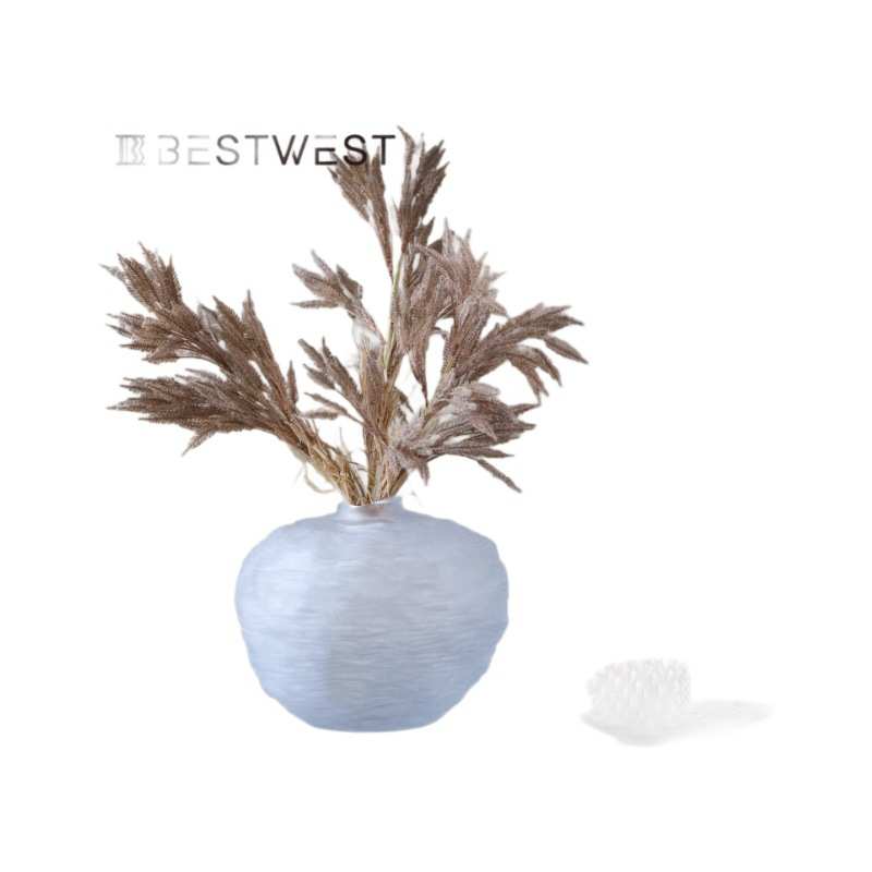 bestwest白色花瓶玻璃摆件干花插花现代简约文艺客厅创意家居装饰