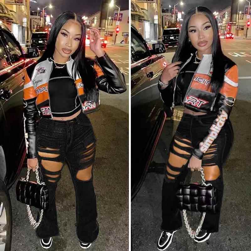 Ripped flared jeans with high elasticity