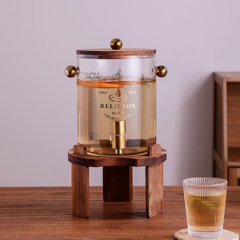 耐高温防爆大号容量冷水壶带龙头饮料果汁玻璃家用热饮冷水桶茶壶