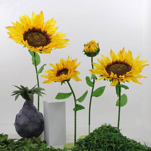 新款向日葵手工BJ2223花摆件巨橱窗装饰手婚纸庆纸花大型工仿真花