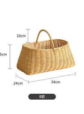 野餐家用v3fp收纳竹篮编织手工藤编篮面包购物子篮篮礼竹编篮手提