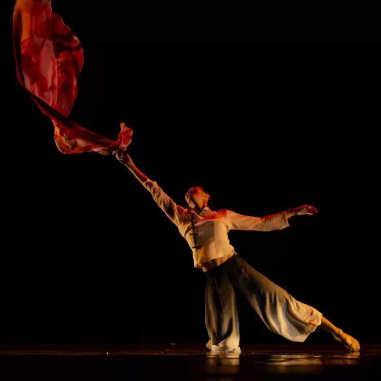 正品新款舞蹈定装女朱瑾慧当代红棉红同款表演服中服国舞舞台演出