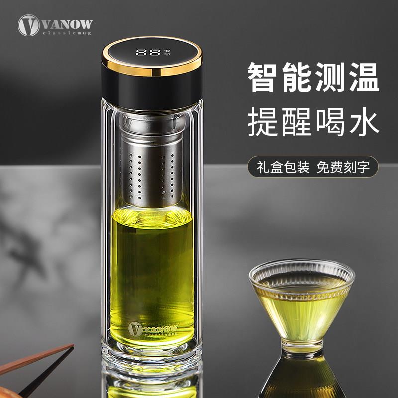 Vanow高档茶水分离双层玻璃杯男茶杯个人专用隔热泡茶水杯子定制图片