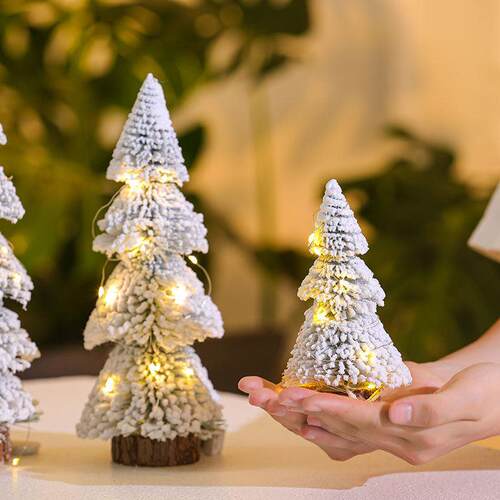 Tower flocking cedar tree Christmas tree ornament桌面圣诞树