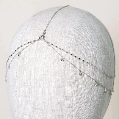 XSBODY Fashion Boho Crystal Head Chain Wedding Hair Accessor