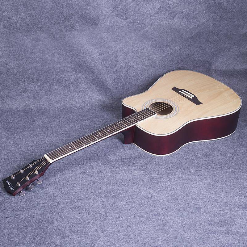 41寸民谣吉他guitar 初学椴木吉它哑光原木色 缺角练习琴厂家