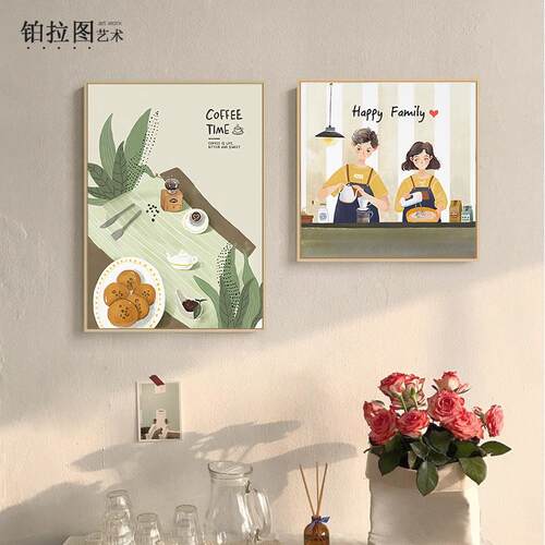 新款直销好好吃饭北欧ins餐厅装饰画现代简约小情侣壁画饭厅厨房