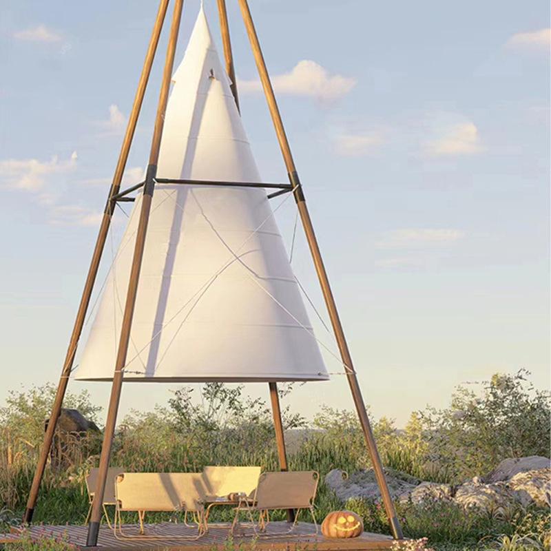 户外竹节锥形灯笼帐篷露营酒店天幕野奢营地餐厅吊笼氛围装饰道具