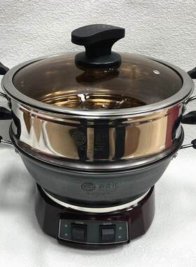 电铁锅 新食代真不锈铸铁锅26cm小炒锅 电蒸锅 多用锅1300W学生锅
