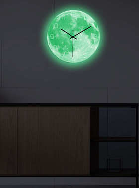 CC116夜光月球挂钟星球亚克力材质UV打印时钟书房卧室客厅装饰