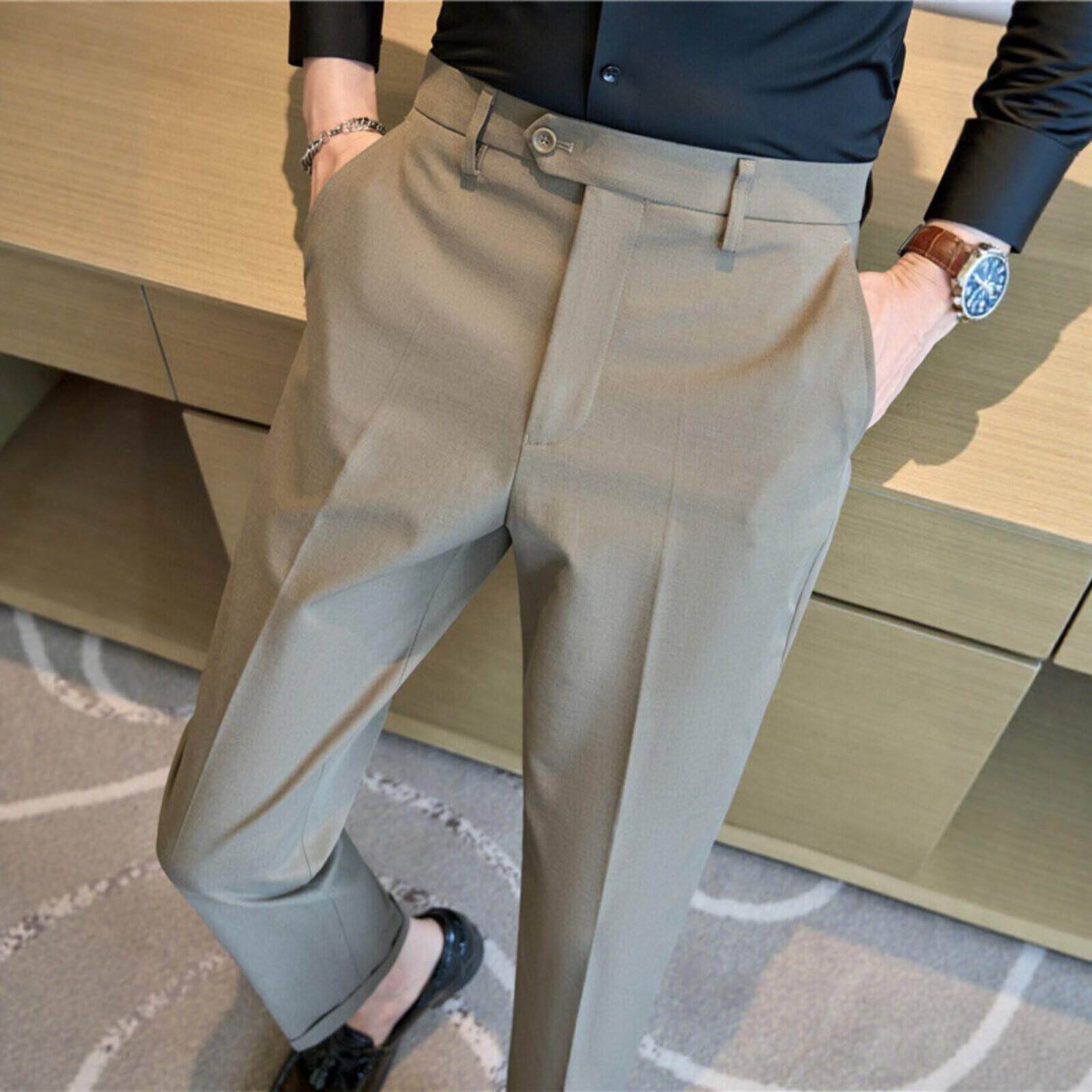 LL男装高级感西裤男商务正装修身弹力西服裤子直筒抗皱职业西装裤