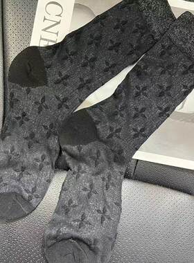 新款直销冰丝棉透气轻薄夏季十字花春夏网红小众亮金丝女袜