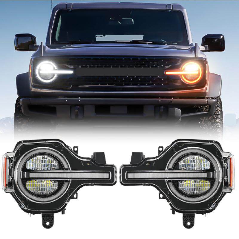 专用于福特烈马大灯总成20-23款Bronco改装LED日行灯流水转向灯