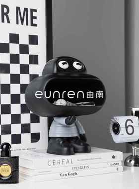 由南创意卡通大嘴猴收纳摆件玄关钥匙收纳托盘家居电视柜软装饰品