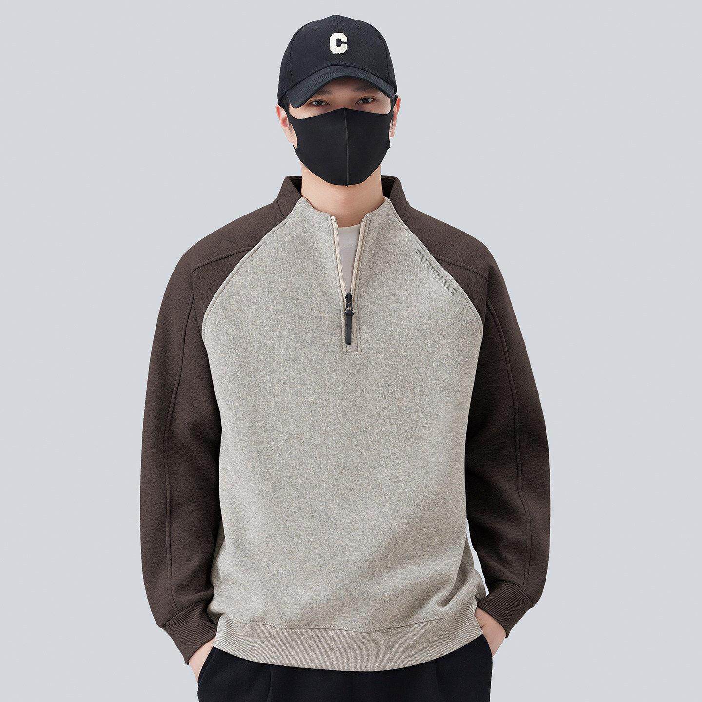 it Afternnaths潮牌彩棉半拉链卫衣男春秋新款重磅打底衫内搭上衣