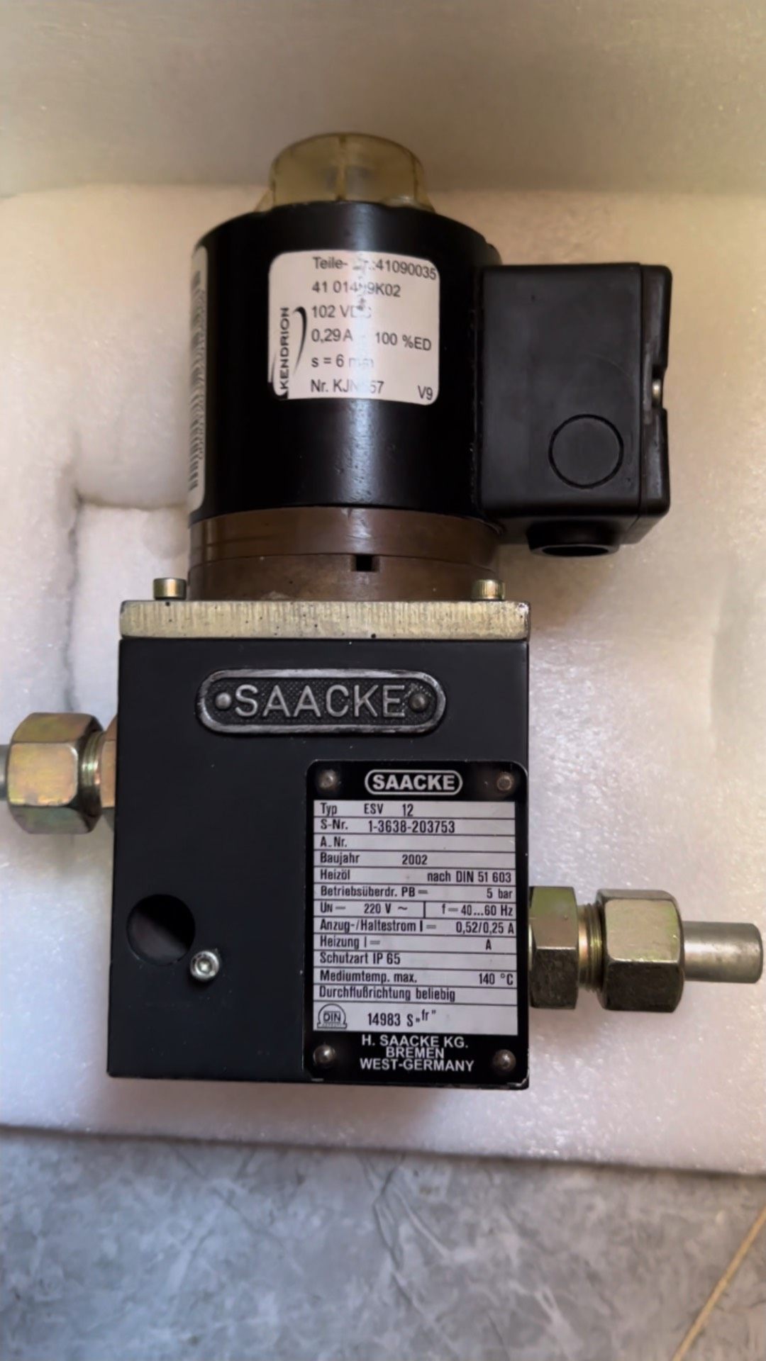 Saacke ESV 12，扎克电磁阀，二手备件，功能正常，