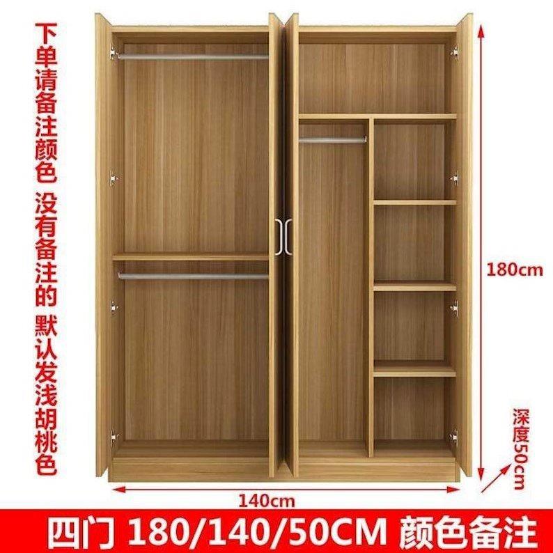 木制手拉落地简易阳台层架1.3实木质。三门衣柜组装柜卧室储物柜