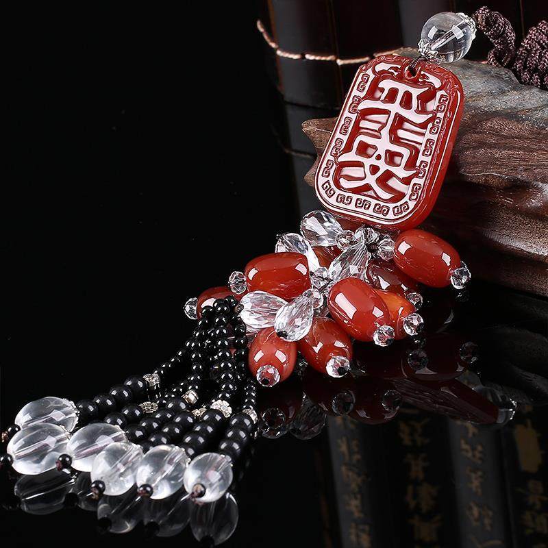 高档024年新款网红坠汽车内饰用品2挂件吊平安扣车上内玛瑙挂饰车