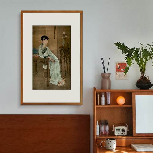 枚春阁冷倦读  法式C161中国风新中式小轴众艺术装饰画中古风餐厅