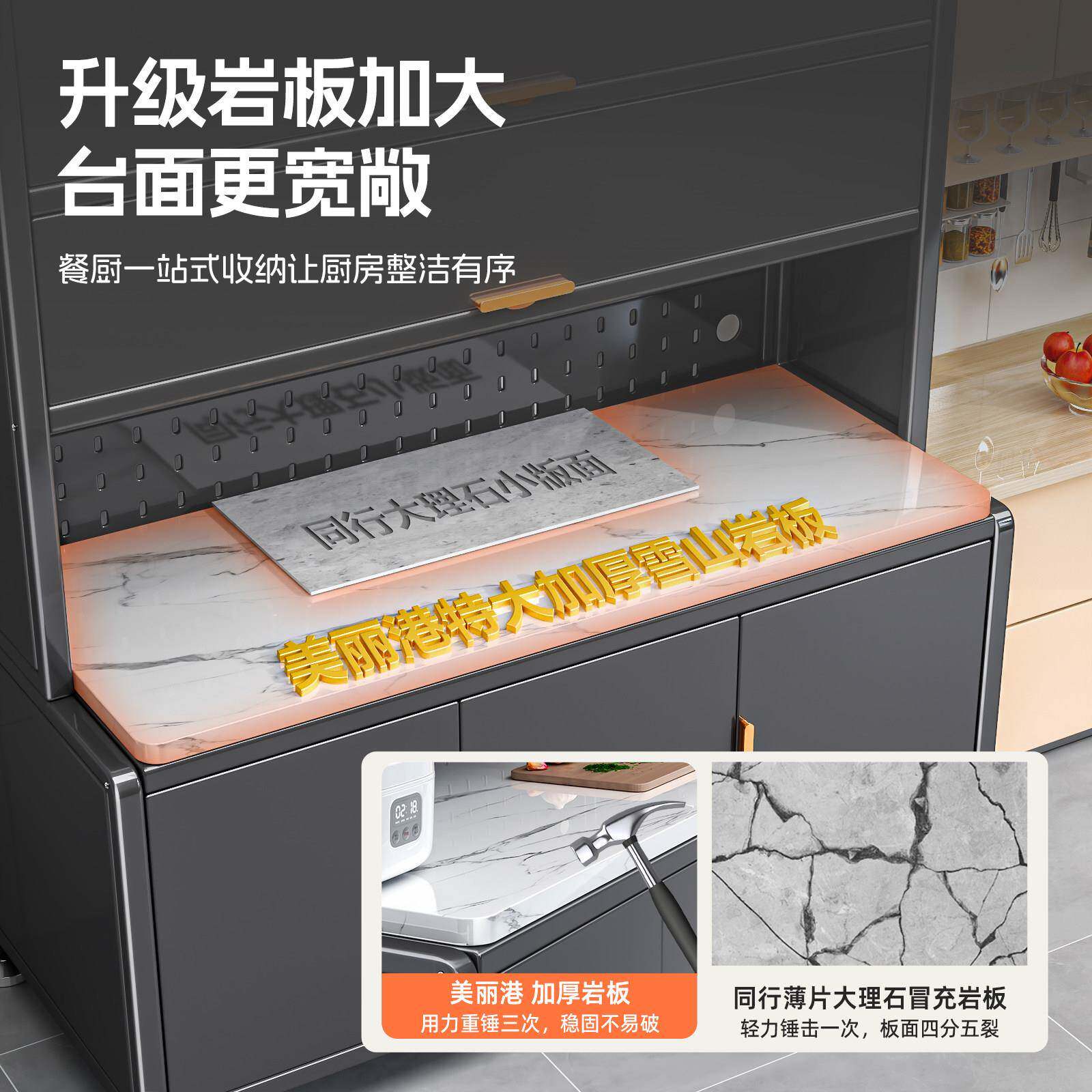 DYCBG厨房置铁物餐架家用落地多层微波收炉门储物柜多功能边碗橱