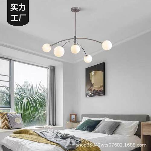 跨境北欧餐厅吊灯创意奶油风分子灯主卧室书房极简艺术魔豆吊灯具