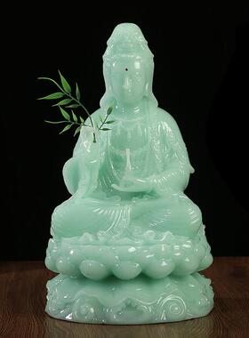 南海观音菩萨佛像摆件客厅玄关家用供奉保平安送子坐莲观世音菩萨