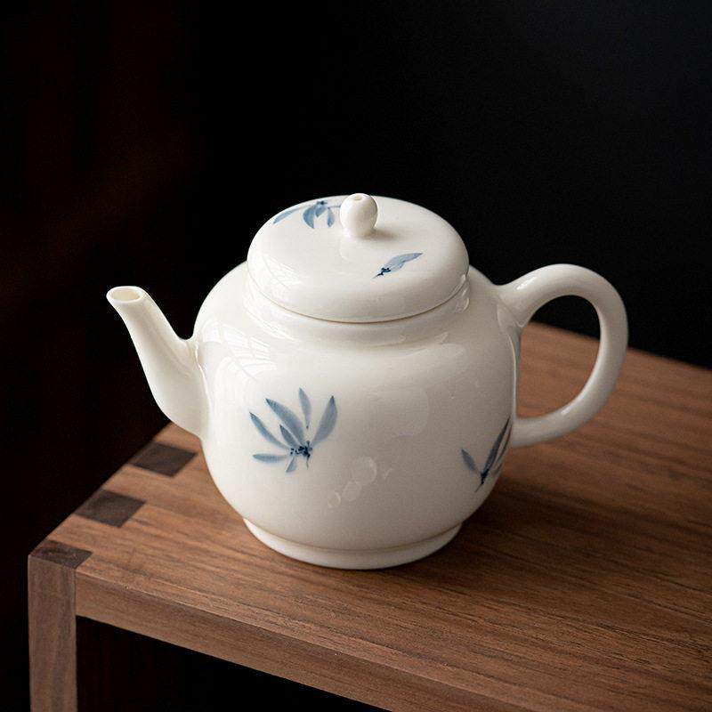 陶瓷茶壶小号个泡茶壶中式功夫茶具家用小瓷壶手绘蝴蝶兰花茶壶