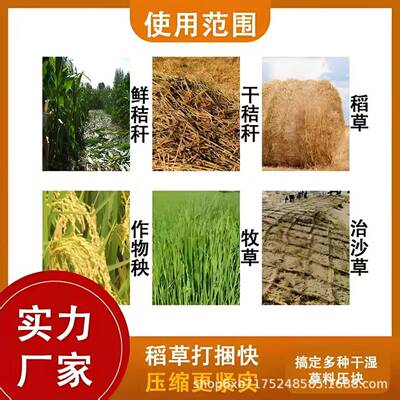沙漠防风治沙稻草打包机全自动压缩青储黄储稻草网格化治风沙打包