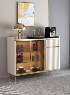 Fls多Rf8y7FHT意式轻奢岩板酒居整装餐家边柜一体靠墙功能客厅茶