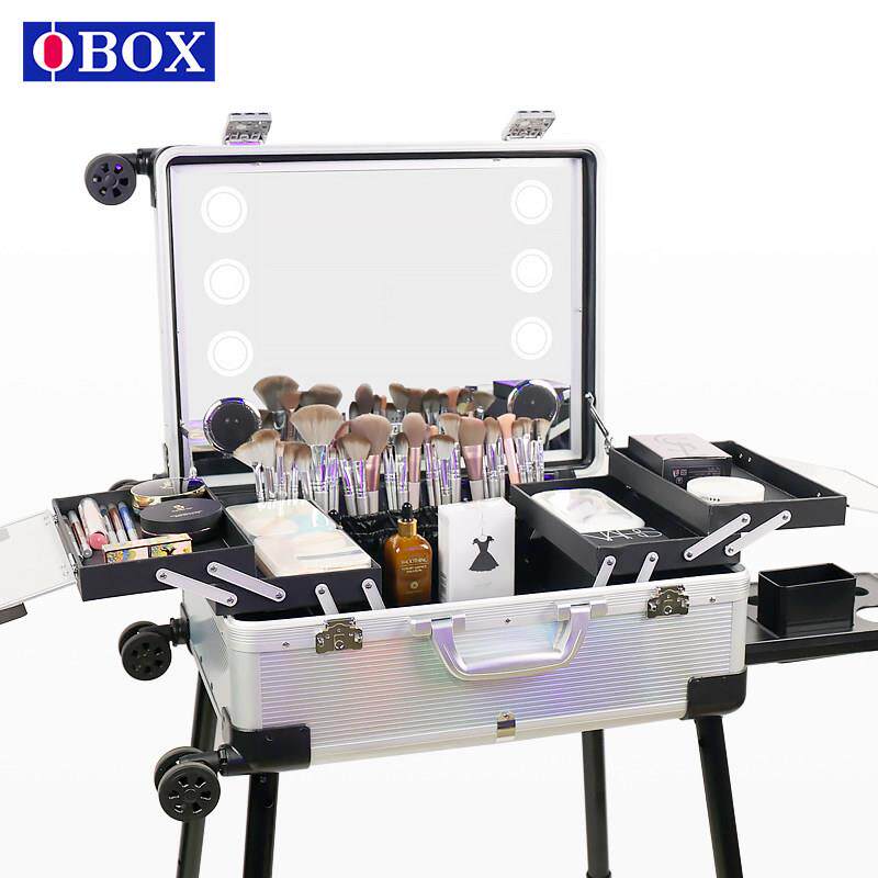 2025新款OBOX化妆箱专业跟妆化妆品收纳化妆师专用箱子带灯拉杆箱