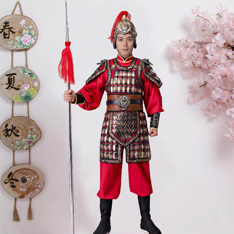 高档古装盔甲古代军士兵小兵男服小将服将士装服装舞台演出将服装